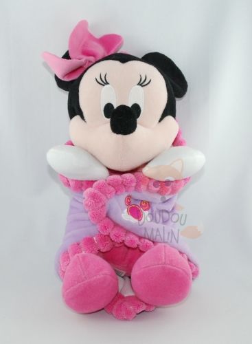  peluche minnie souris noir blanc rose violet couverture 